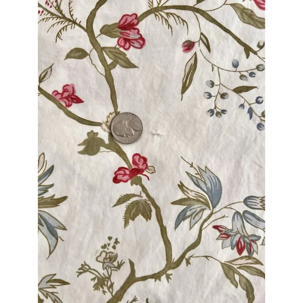 Pottery Barn Queen Full Size Red Blue Green Jacobean Floral Vine Duvet Cover